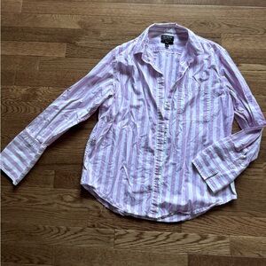 J. Crew Garcon Shirt Womens Pink and White Stripe Long Sleeve Size 6